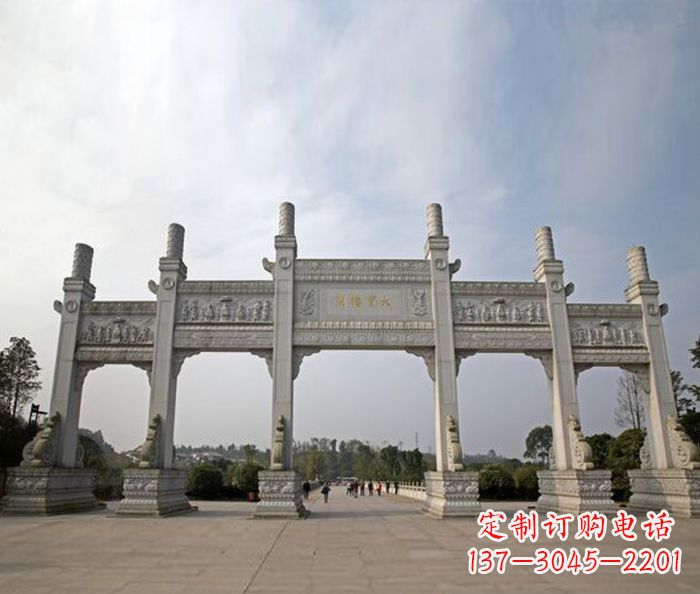 常州园林景观五门石雕牌坊