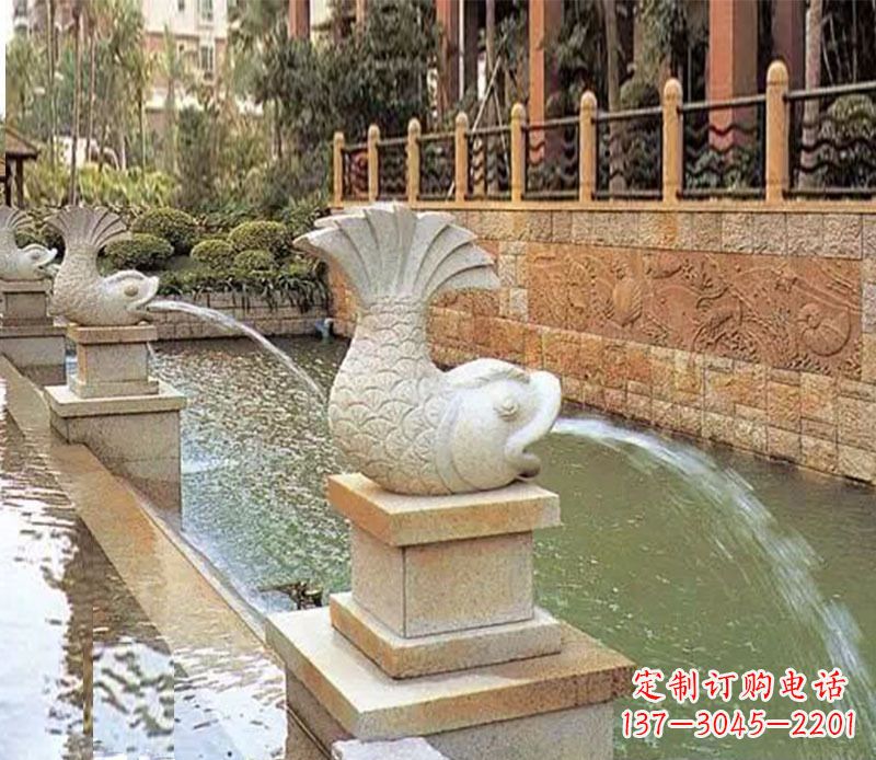 常州园林鲤鱼喷泉景观石雕