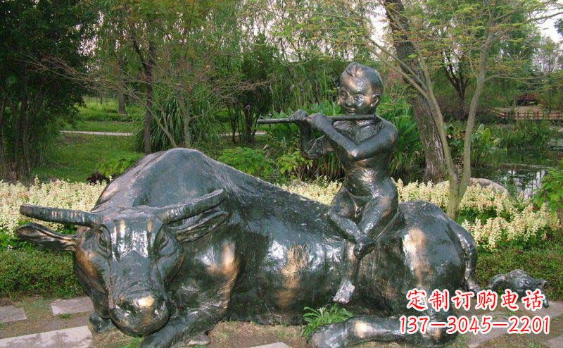 常州园林牧童牛景观铜雕