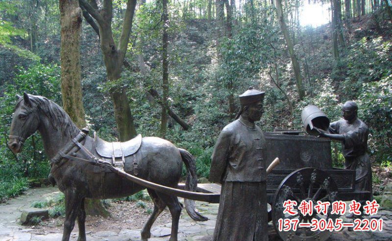 常州园林清朝士兵和马车小品铜雕