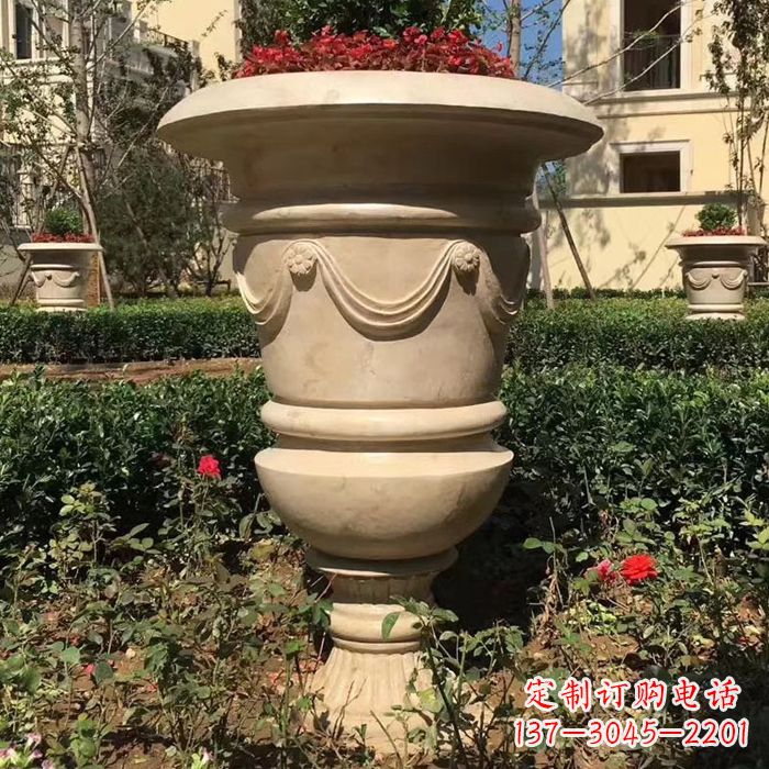 常州园林砂岩石雕花盆