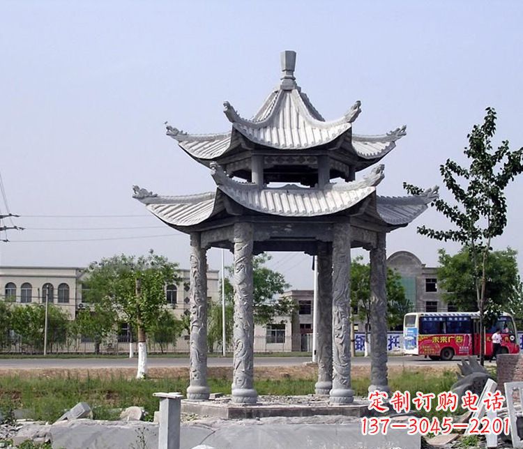 常州园林双层仿古凉亭石雕