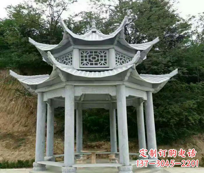 常州园林双层凉亭石雕 (2)