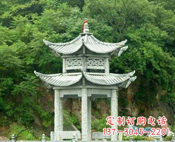 常州园林双层六角石凉亭景观石雕