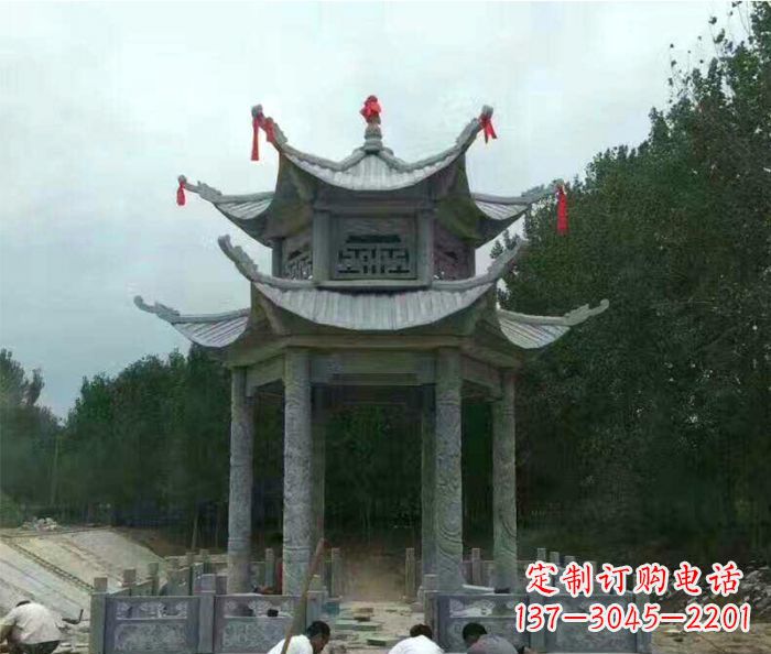 常州园林双层凉亭石雕 (3)