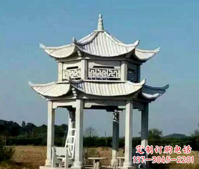 常州园林双层石雕凉亭 (2)
