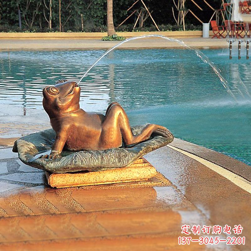 常州园林水景池塘游泳馆喷水青蛙铜雕塑