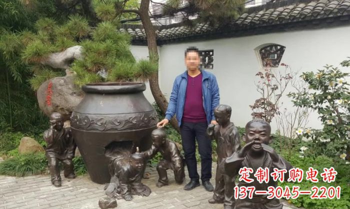 常州园林司马光砸缸铜雕 (2)