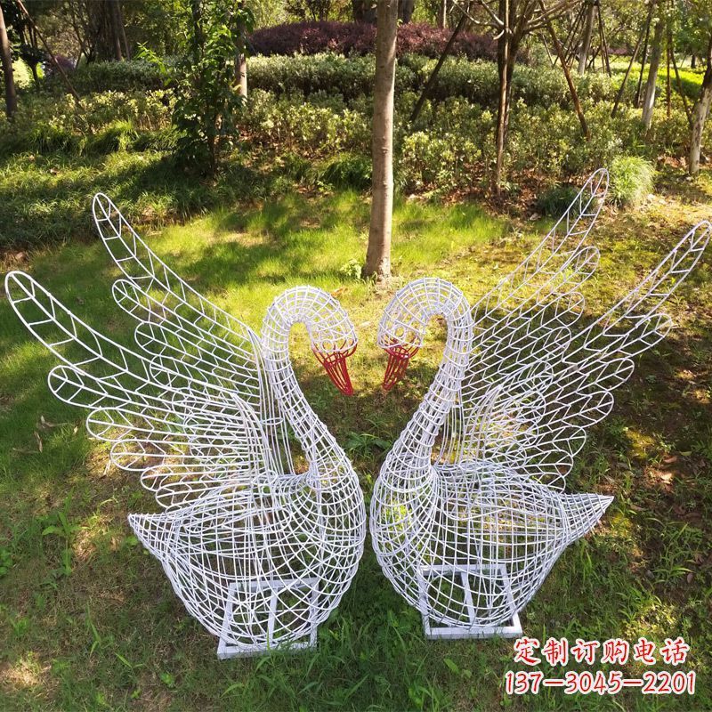 常州展翅天鹅公园绿地铁艺动物摆件