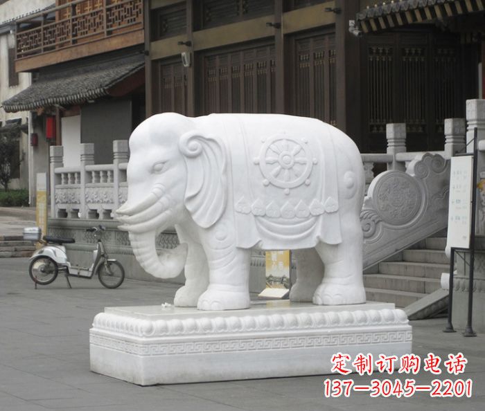 常州招财动物汉白玉大象石雕