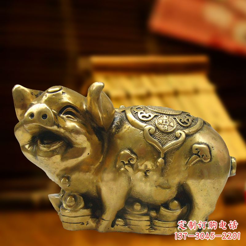 常州招财金猪铜雕-风水生肖动物雕塑企业商场美陈摆件