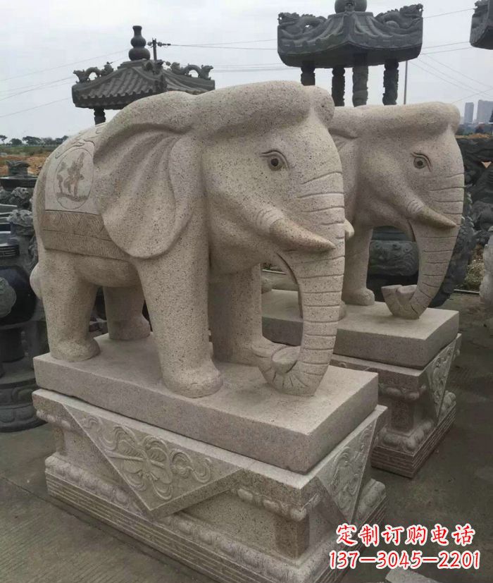 常州招财进宝大理石大象石雕