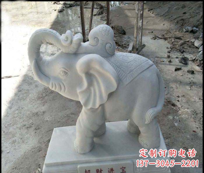 常州招财进宝汉白玉招财小象石雕