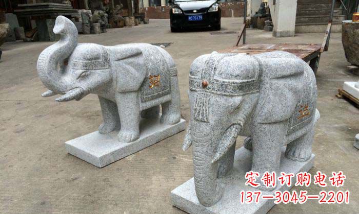 常州招财进宝芝麻灰大象石雕 (2)