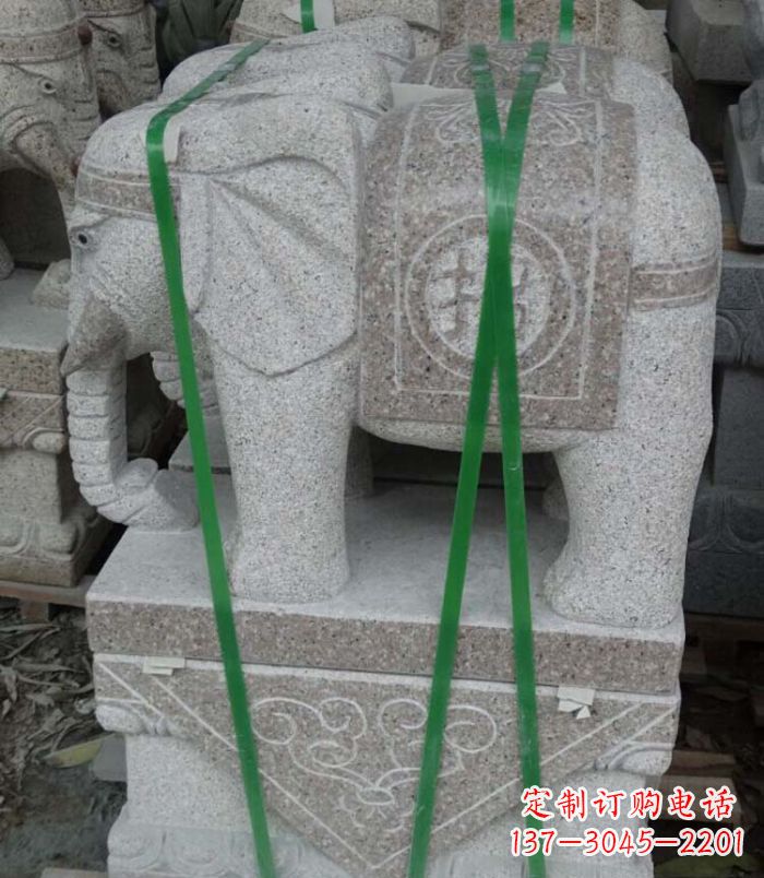 常州招财进宝芝麻灰大象石雕 (4)