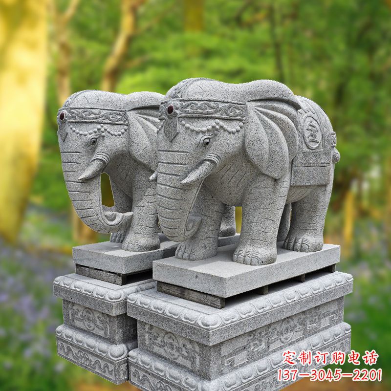 常州招财纳福石雕大象