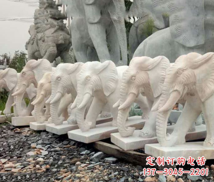 常州招财晚霞红大象石雕 (3)