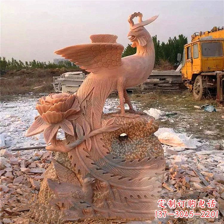 常州中国古代传说中的瑞鸟凤凰牡丹石雕