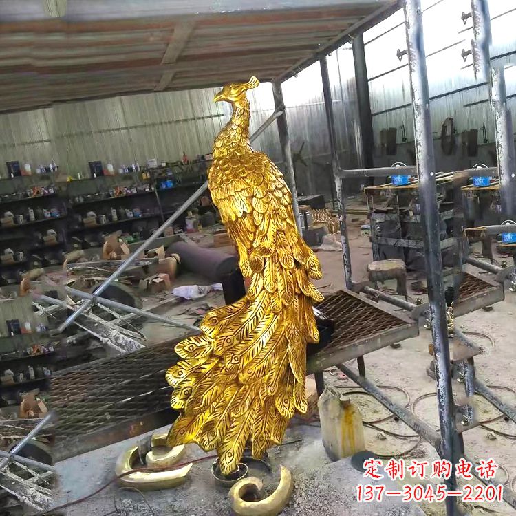 常州中国古代传说中的瑞鸟凤凰鎏金铜雕
