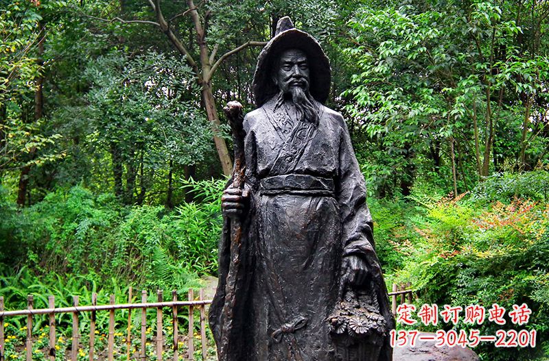 常州中国古代著名文学家东晋田园诗人陶渊明铜雕塑像