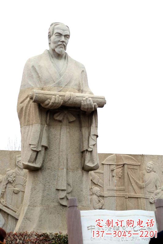常州中国历史名人北宋绘画大师清明上河图画家张择端汉白玉石雕像