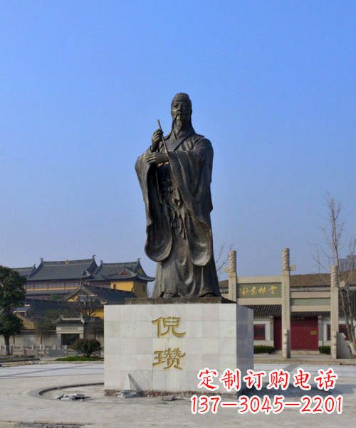 常州中国历史名人元末明初画家诗人倪瓒铜雕塑像