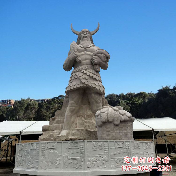 常州中国上古人物人文初祖汉白玉神农雕像