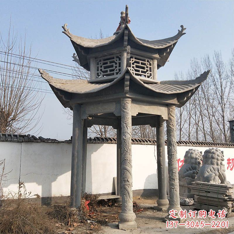 常州中式双层石雕凉亭