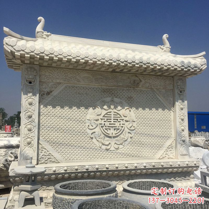常州中式庭院影壁石雕-中国古建大门萧墙