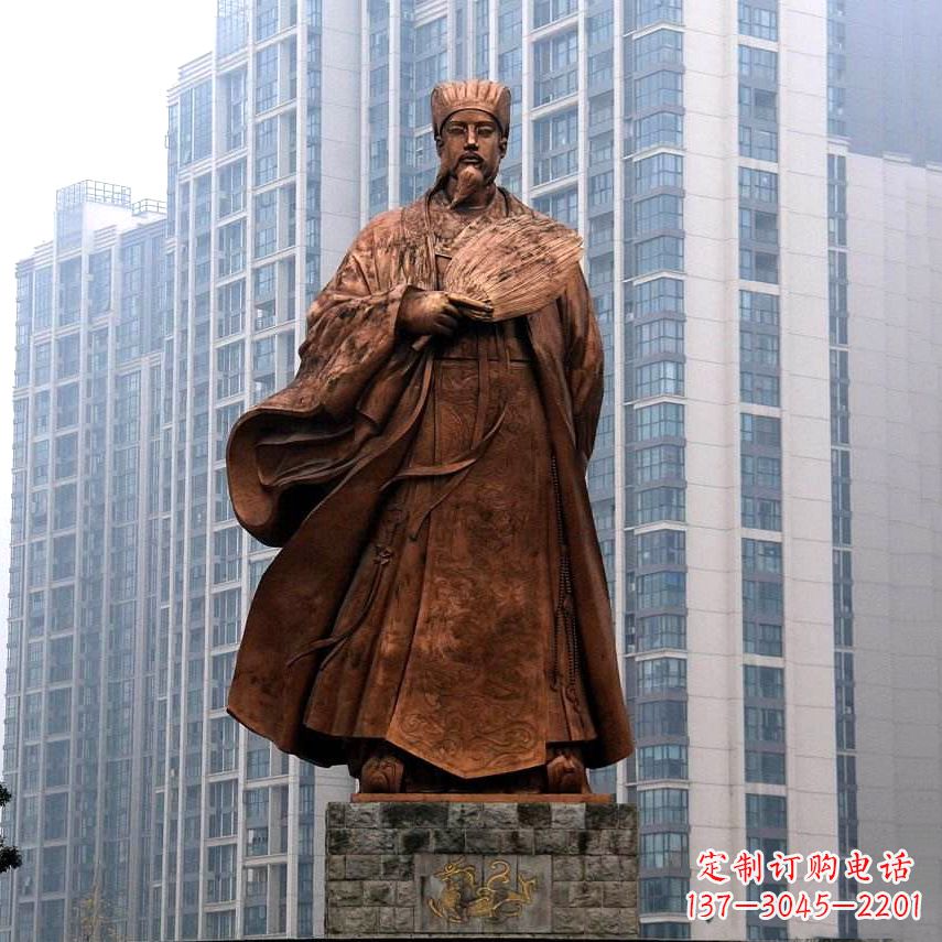 常州诸葛亮城市景观铜雕像-中国古代著名人物三国谋士卧龙先生雕塑