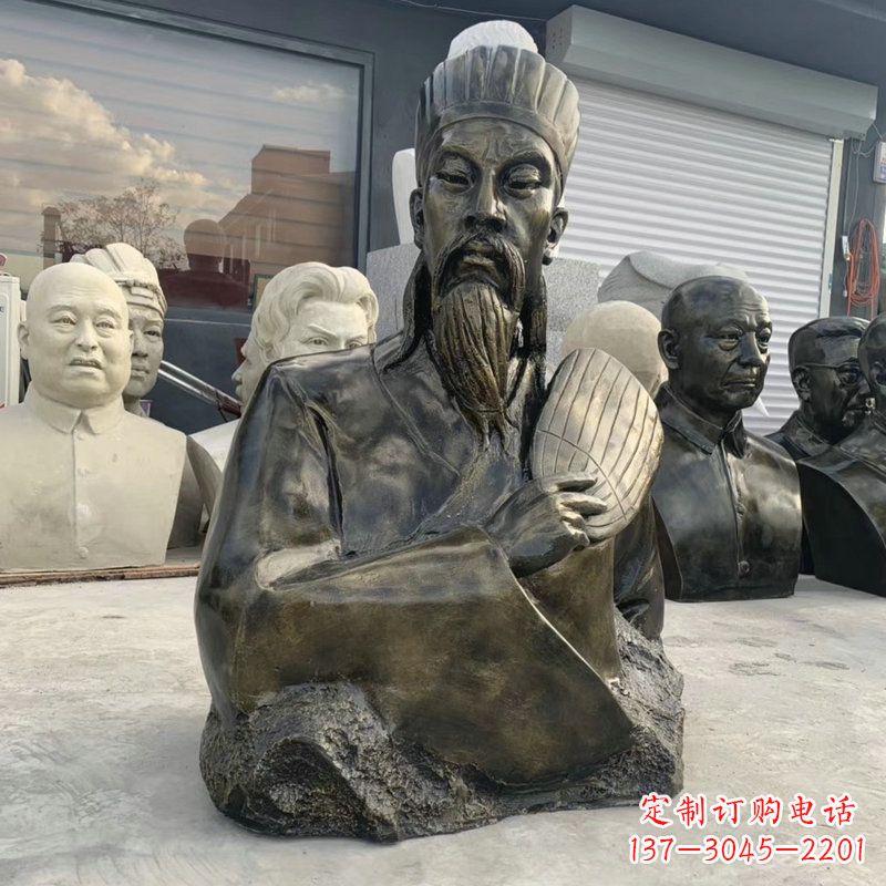 常州诸葛亮半身像-玻璃钢仿铜三国人物古代著名军事家雕像