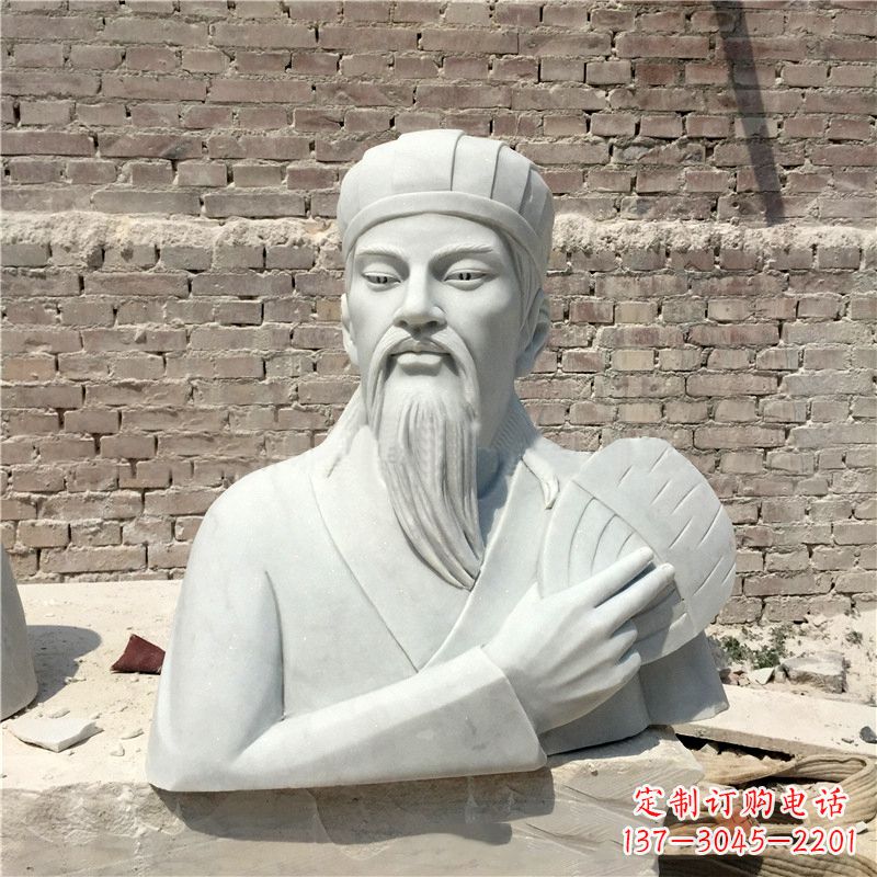 常州诸葛亮汉白玉石雕胸像-三国著名人物雕塑