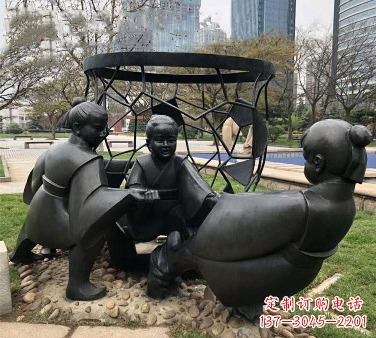 常州铸铜公园司马光砸缸儿童雕塑