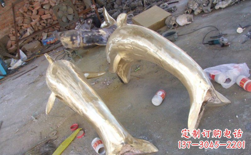 常州铸铜海豚公园动物铜雕