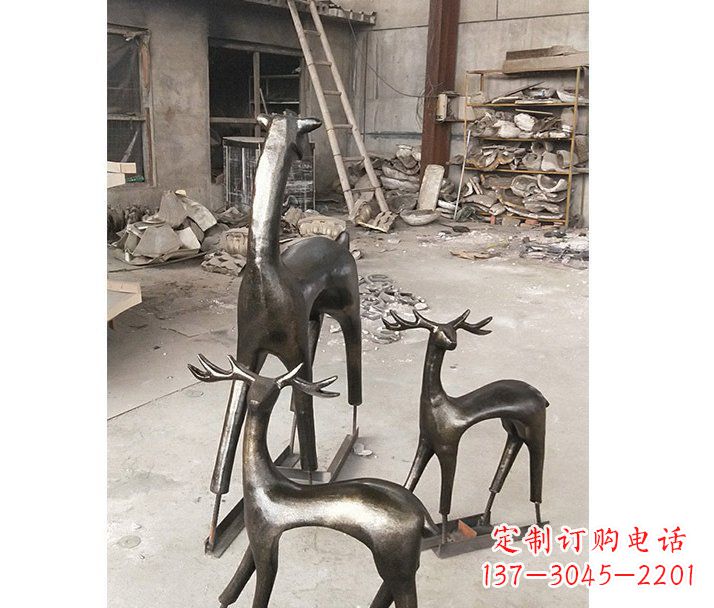 常州铸铜梅花鹿动物铜雕摆件