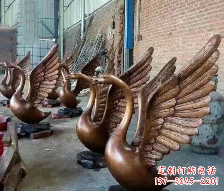常州铸铜天鹅喷水动物喷泉雕塑
