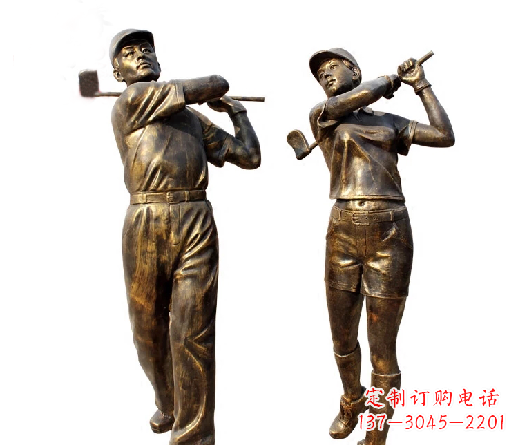 常州公园打高尔夫人物铜雕