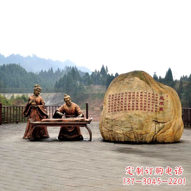常州卓文君与司马相如凤求凰公园景观雕塑-历史典故人物情景雕塑