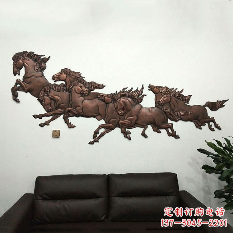 常州紫铜马儿浮雕装饰画