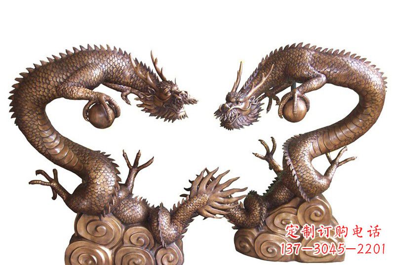 常州紫铜铸双龙戏珠