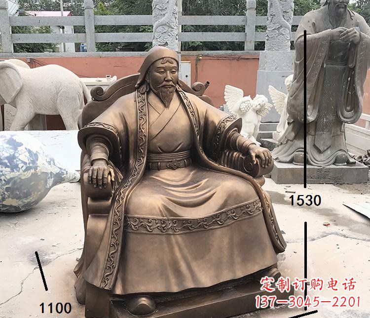 常州坐式成吉思汗铜雕 (2)